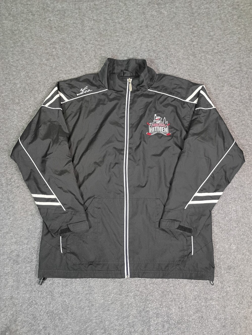 KEWL Chicago Hitmen Hockey Full Zip Jacket Men's Medium Black Team WindbreakerS